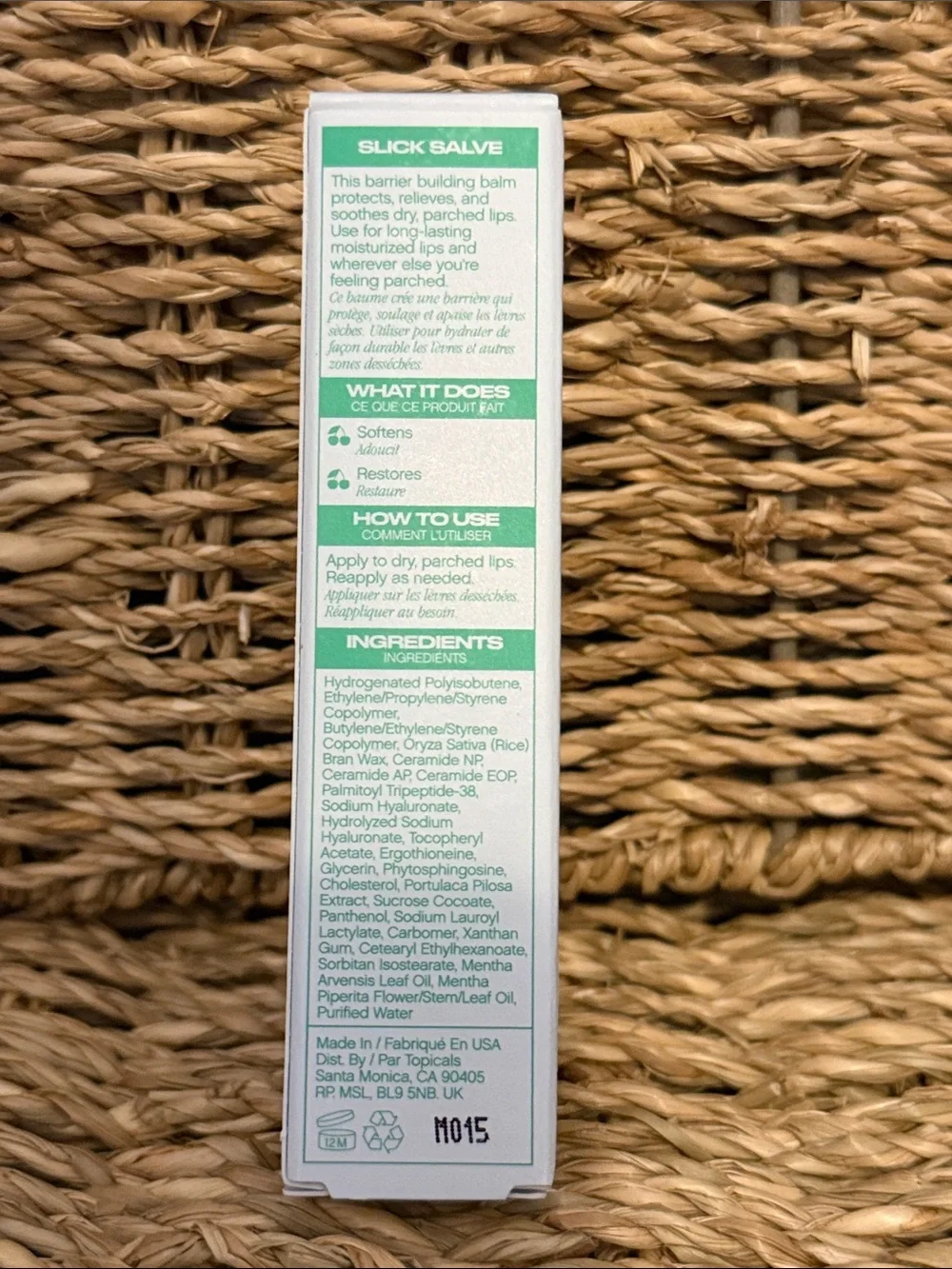 NWT Topicals Slick Salve Glossy MINT Lip Balm for Soothing + Hydration, 15 ml